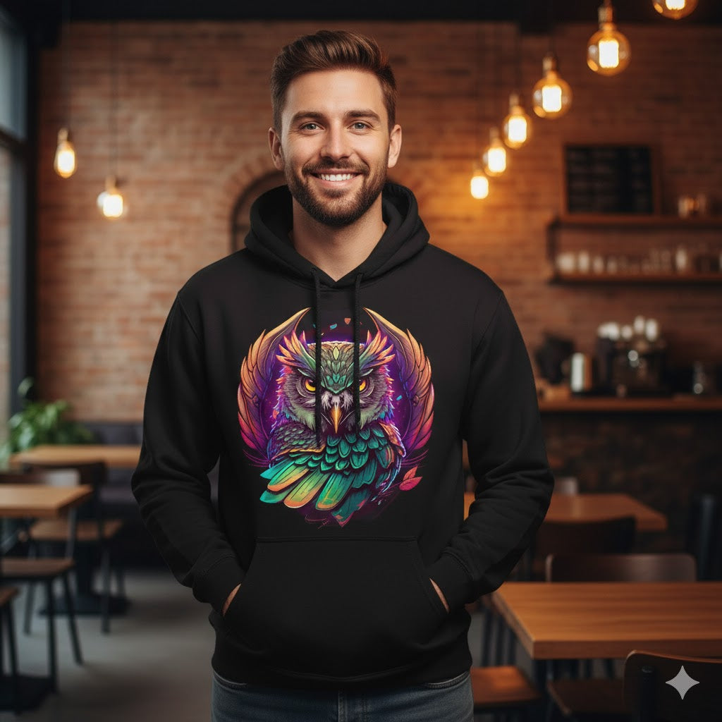 Vibrant Owl Spirit Hoodie