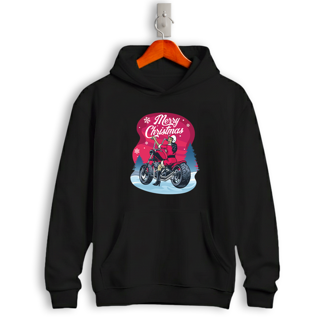 Santa Riding Motorcycle Christmas Hoodie