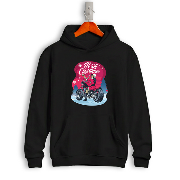 Santa Riding Motorcycle Christmas Hoodie