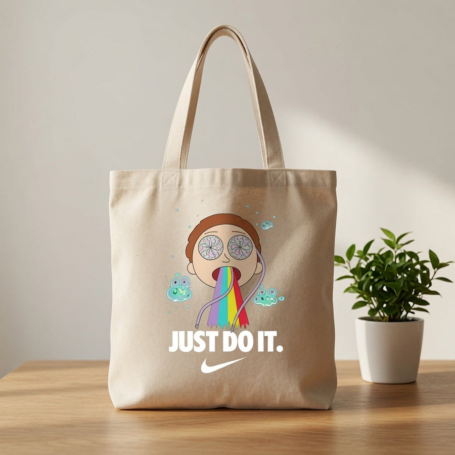 Psychedelic Cartoon Graphic Canvas Tote Bag | Trippy Pop Art Cotton Tote
