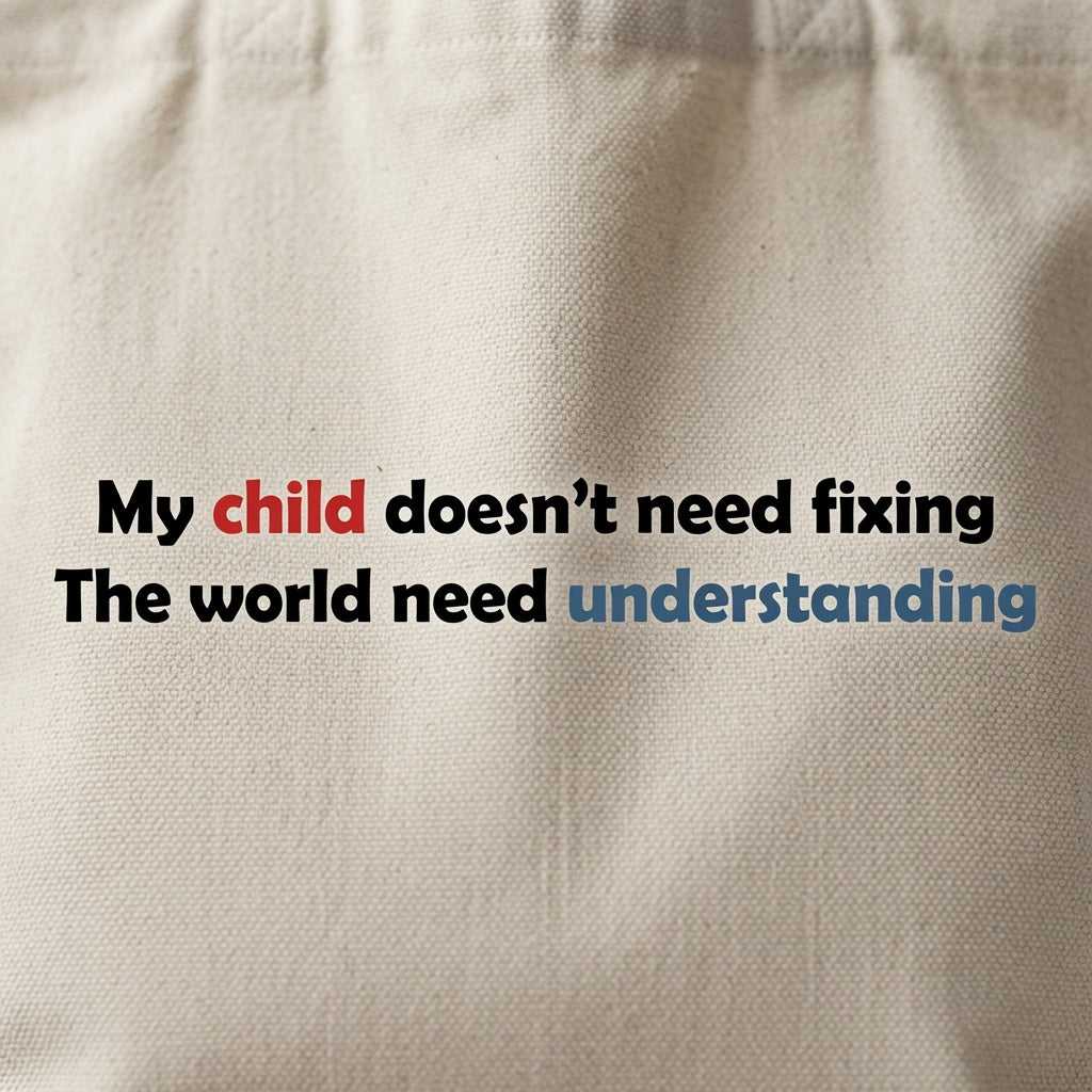 My Child Doesn't Need Fixing Autism Awareness Canvas Tote Bag – Parent Advocacy Tote