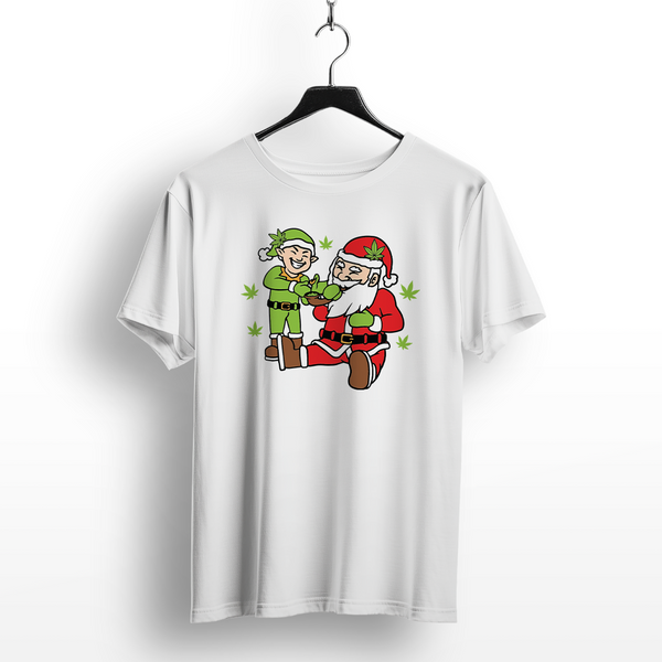 Funny Santa & Elf Christmas Weed T-Shirt