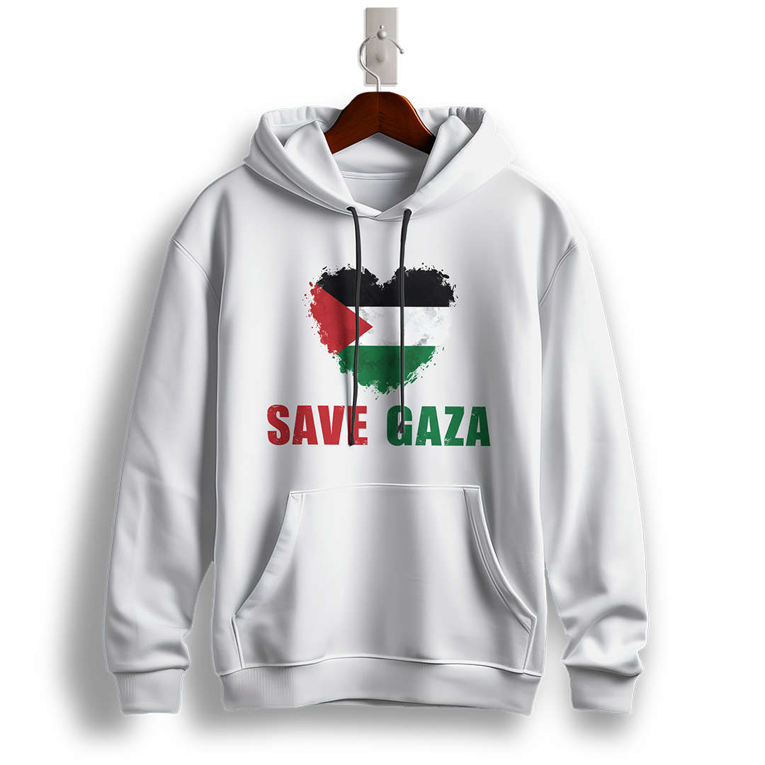 Save Gaza Flag Heart Hoodie