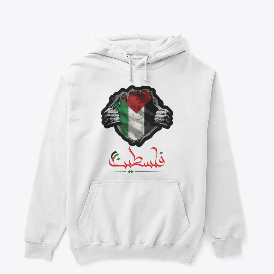 Inner Strength: Distressed Calligraphy Flag Graphic Hoodie