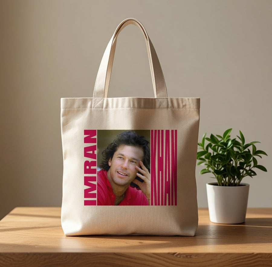 Vintage Imran Khan Retro Portrait Canvas Tote Bag - Aesthetic Graphic Handbag