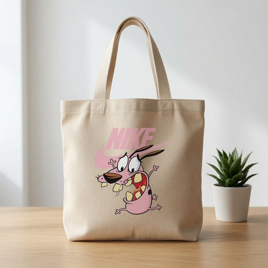 Courage the Cowardly Dog Light Pink Nike Swoosh Cotton Canvas Tote Bag