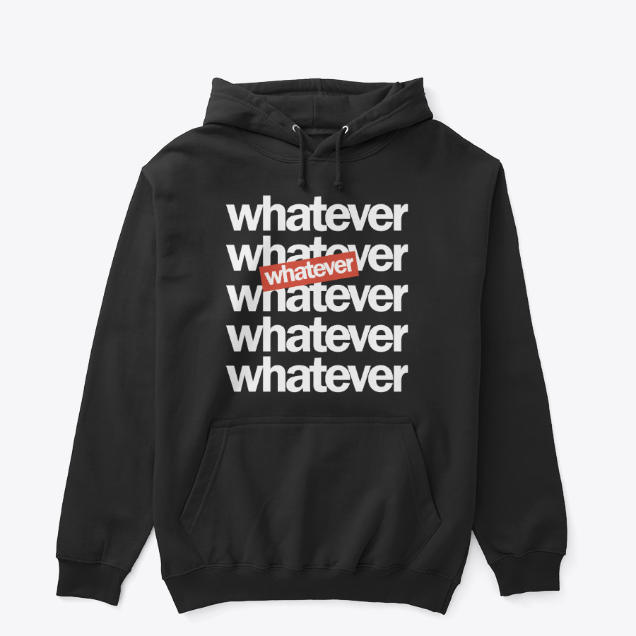 Whatever Red-Box Sticker Hoodie - Edgy Street-Art Aesthetic
