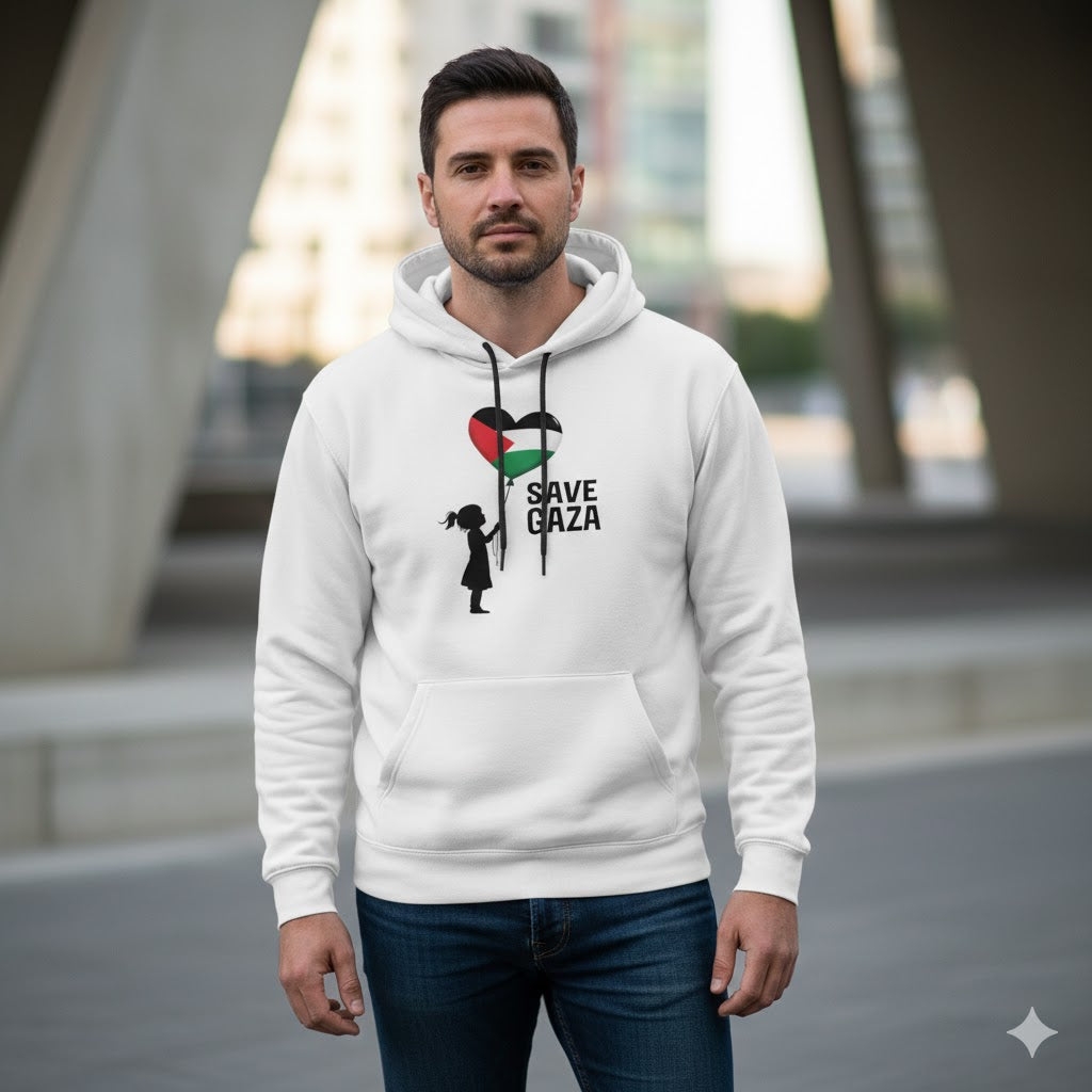 Save Gaza Flag Heart Hoodie