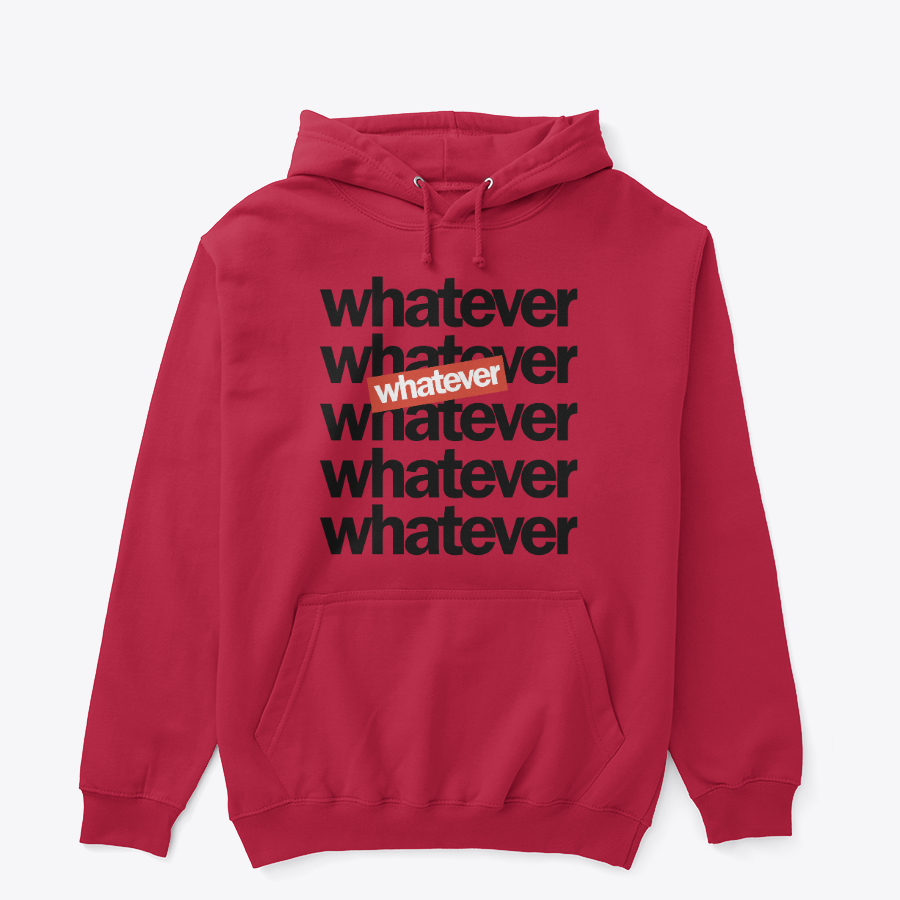 Whatever Red-Box Sticker Hoodie - Edgy Street-Art Aesthetic