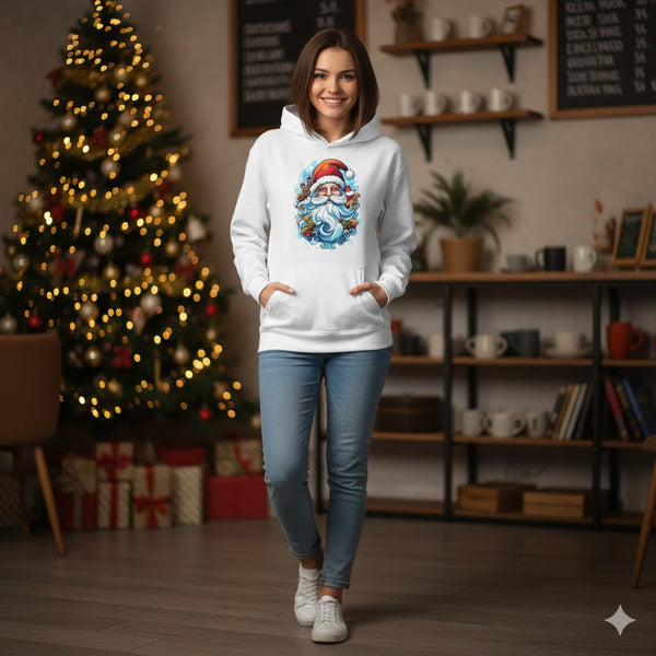 Festive Santa Claus Christmas Hoodie – Cozy Winter Holiday Hoodie