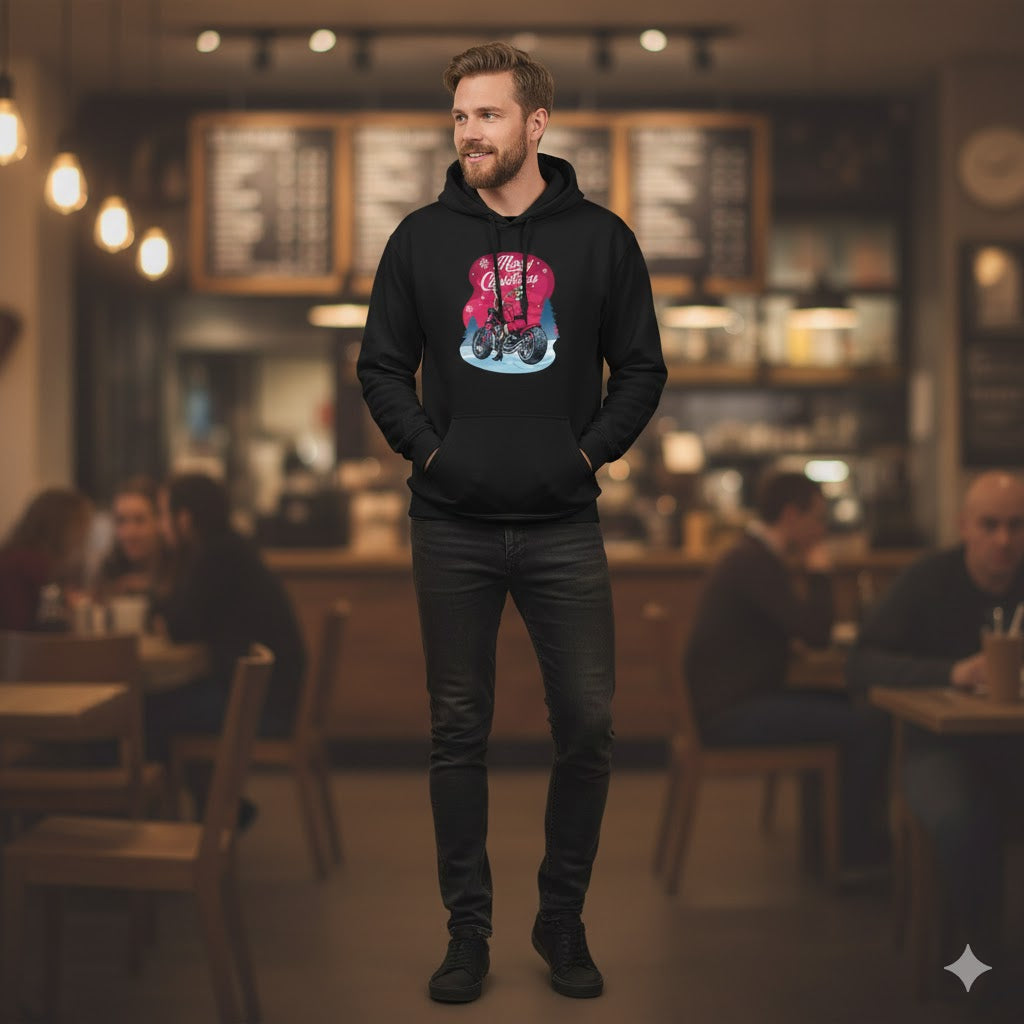 Santa Riding Motorcycle Christmas Hoodie