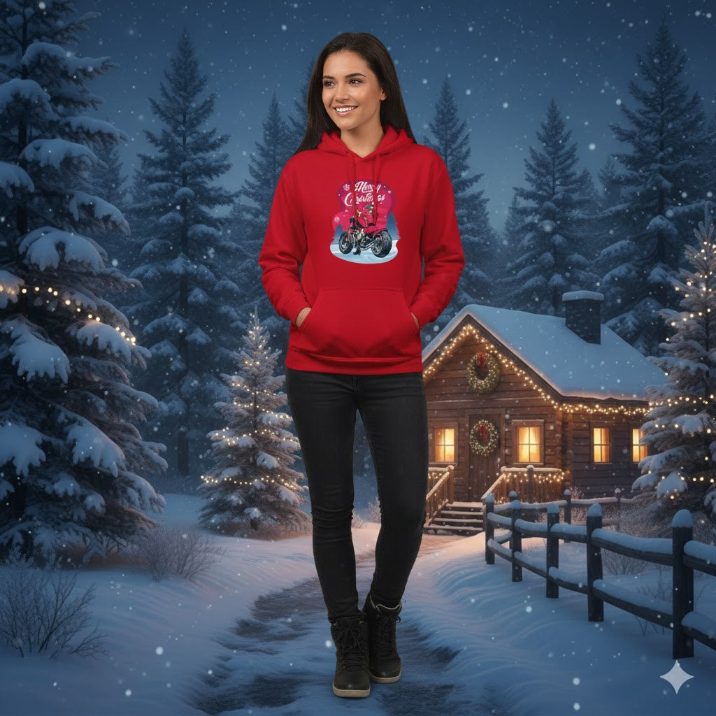 Santa Riding Motorcycle Christmas Hoodie