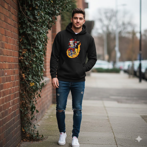 Dabbing Santa on Fireball Christmas Hoodie