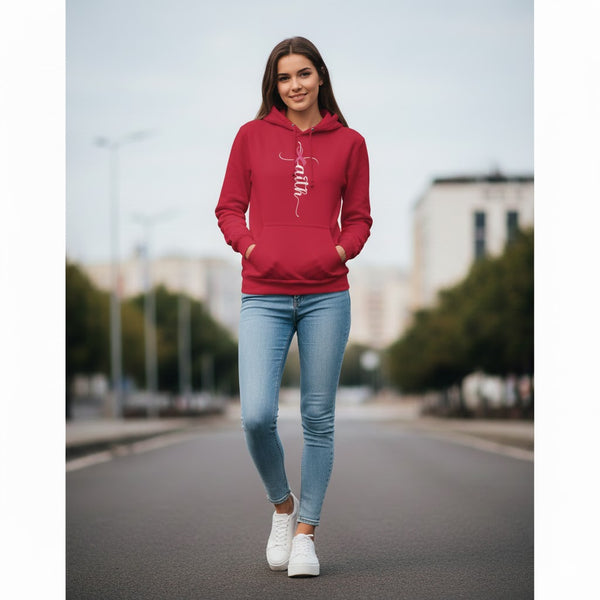 Breast Cancer Awareness Hoodie – Pink Ribbon Graphic Black Pullover