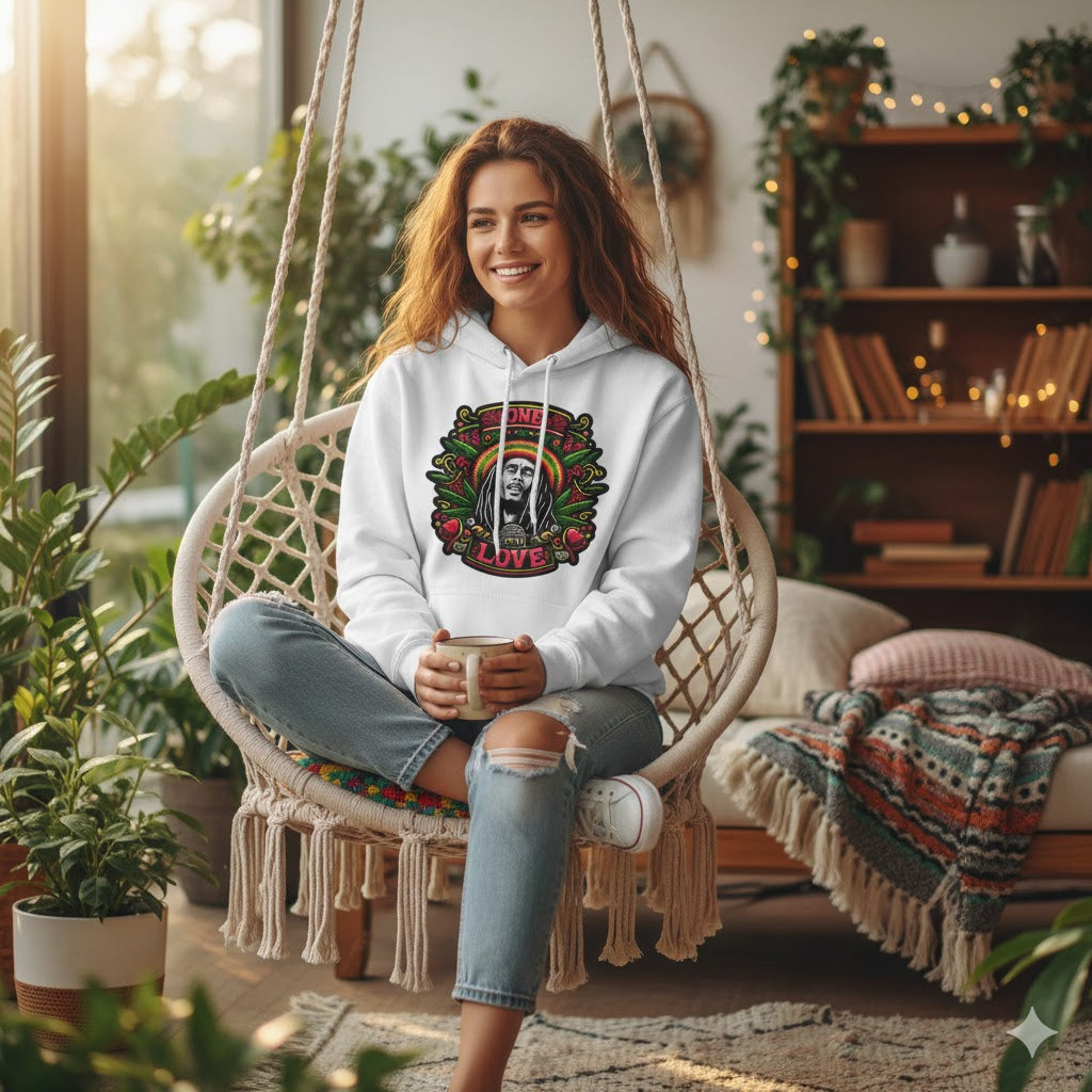 One Love Reggae Graphic Hoodie – Premium Unisex Pullover
