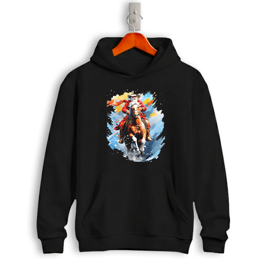 Western Cowboy Riding Horse Christmas Hoodie