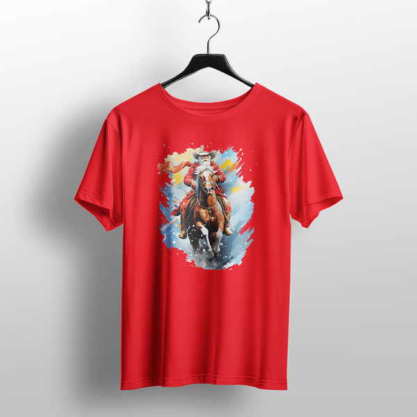 Cowboy Santa Riding Reindeer Christmas T-Shirt