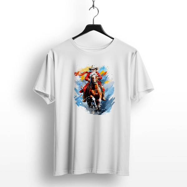 Cowboy Santa Riding Reindeer Christmas T-Shirt