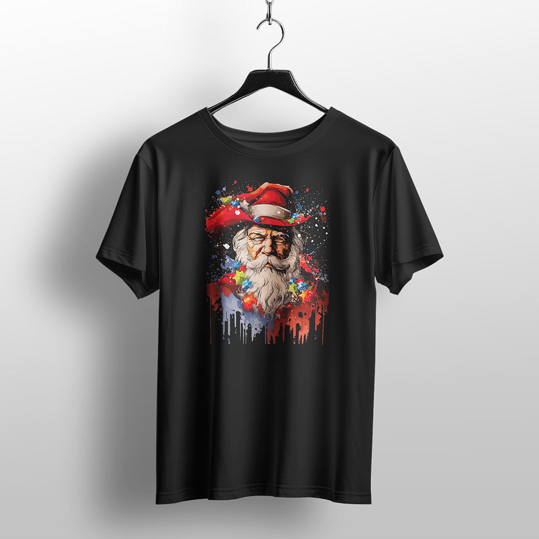 Cool Cowboy Santa Beard Christmas T-Shirt