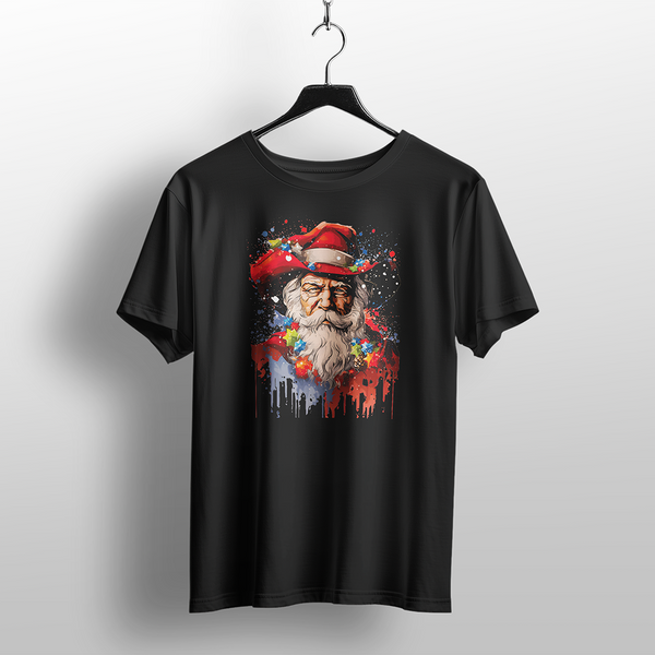 Cool Cowboy Santa Beard Christmas T-Shirt