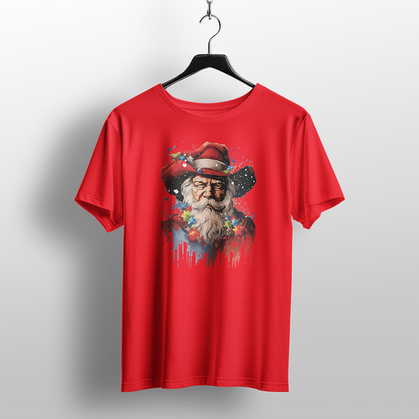 Cool Cowboy Santa Beard Christmas T-Shirt