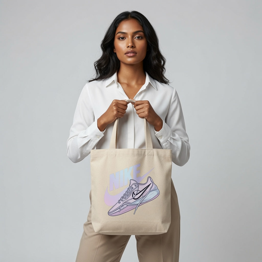 Pastel Sneaker Graphic Canvas Tote Bag - Aesthetic Streetwear Shoulder Bag