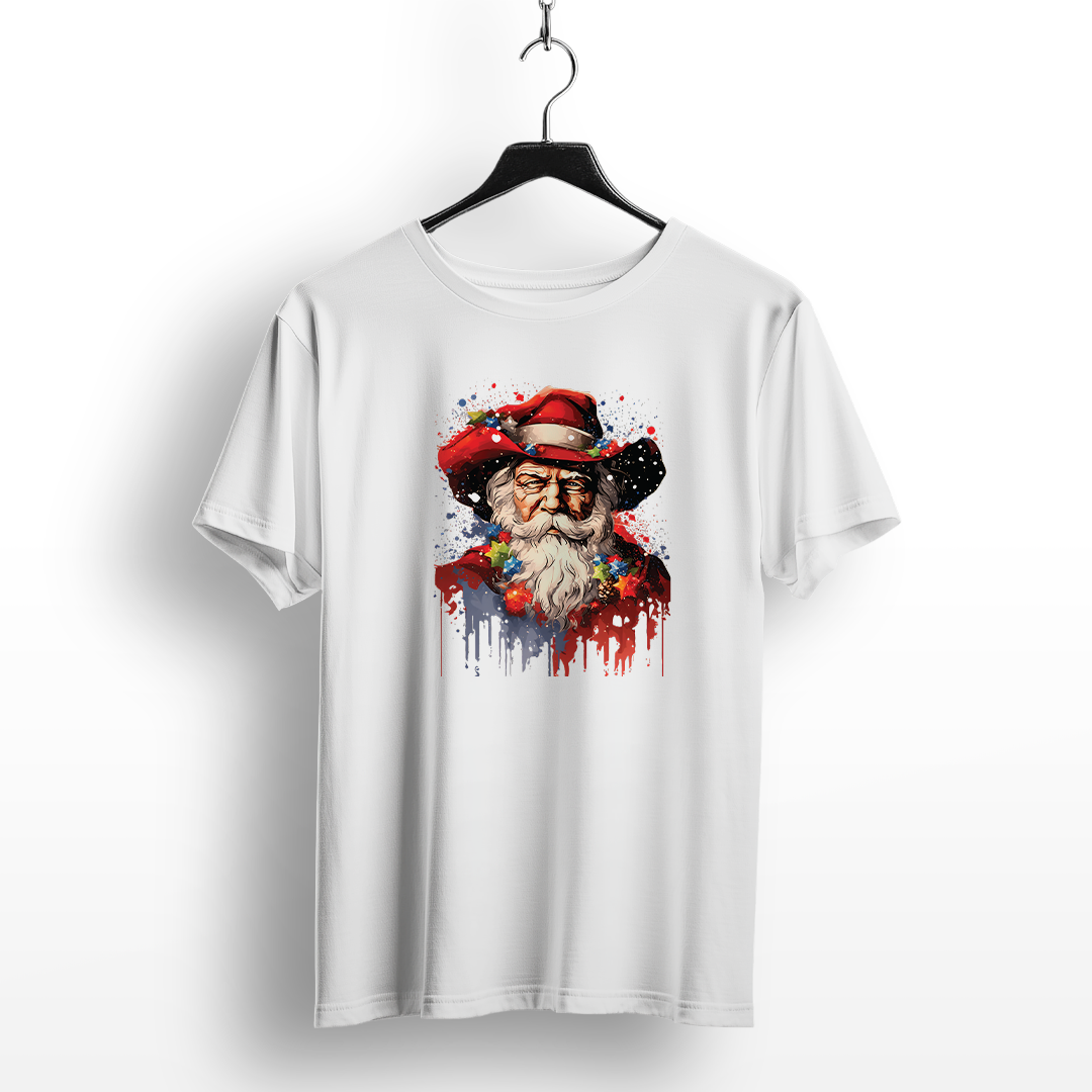 Cool Cowboy Santa Beard Christmas T-Shirt