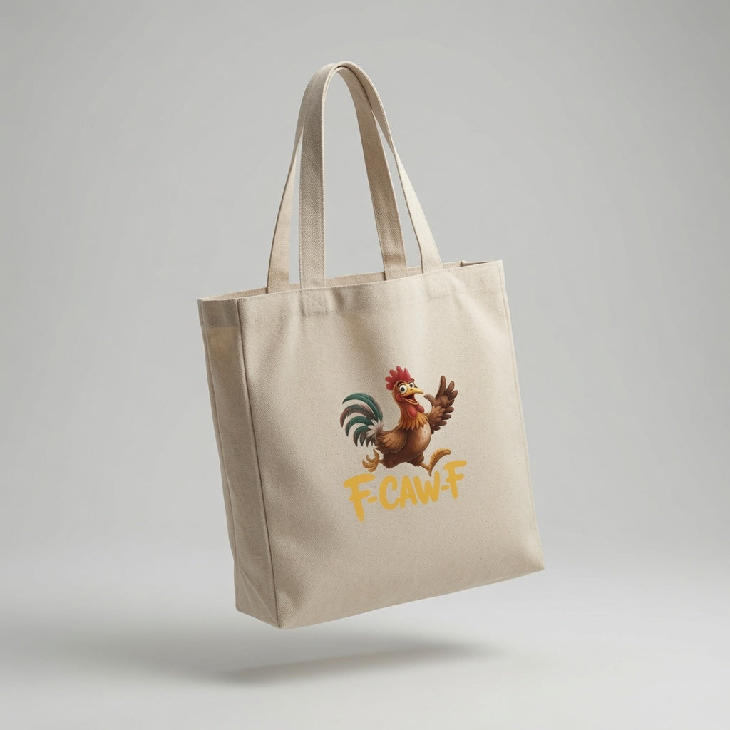 Running Rooster "F-CAW-F" Funny Canvas Tote Bag