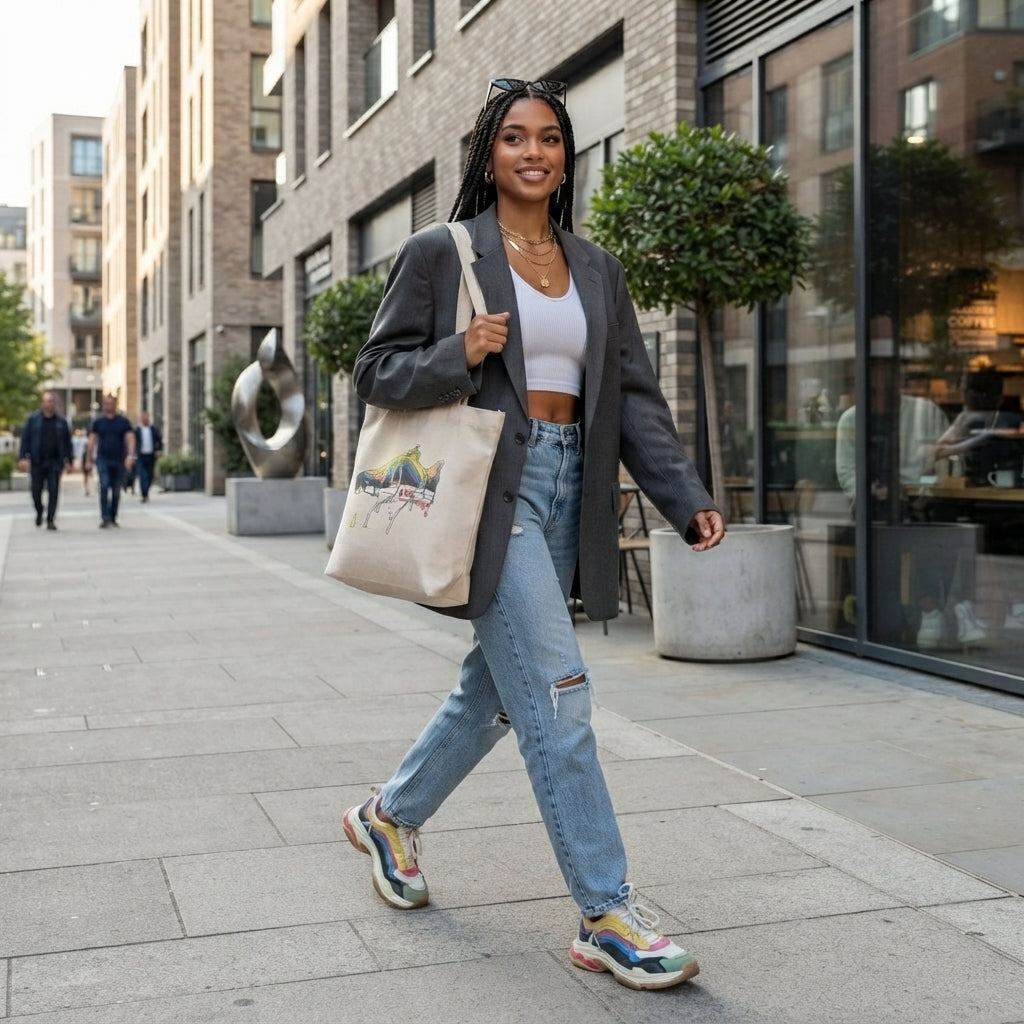 "Urban Drip" Colorful Dripping Sneaker Art Canvas Tote Bag