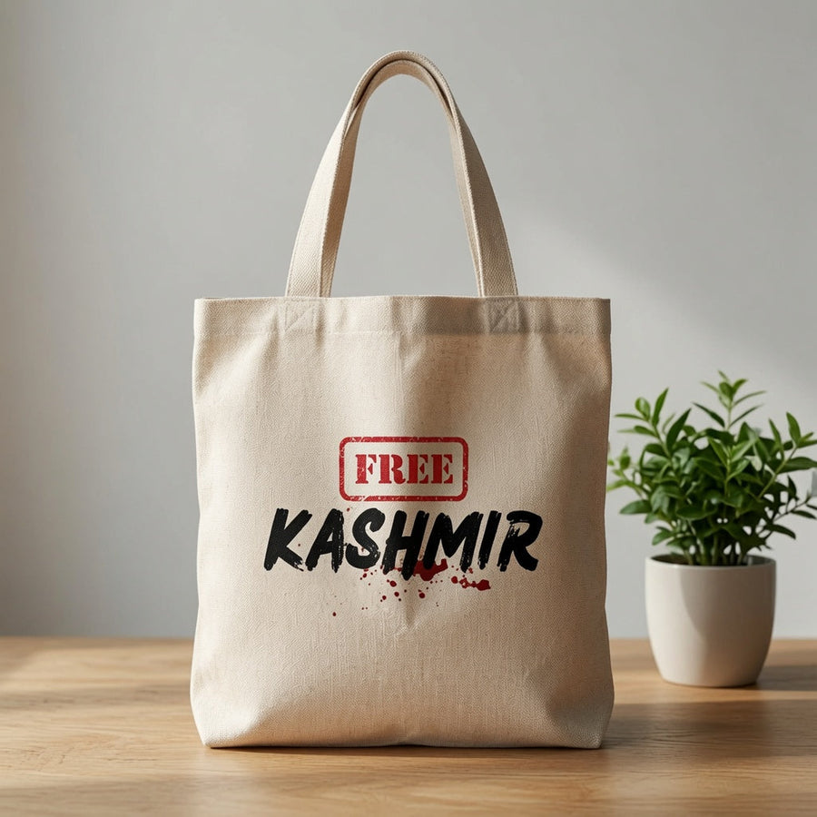 Free Kashmir Typography Canvas Tote Bag - Resistance & Social Justice Handbag