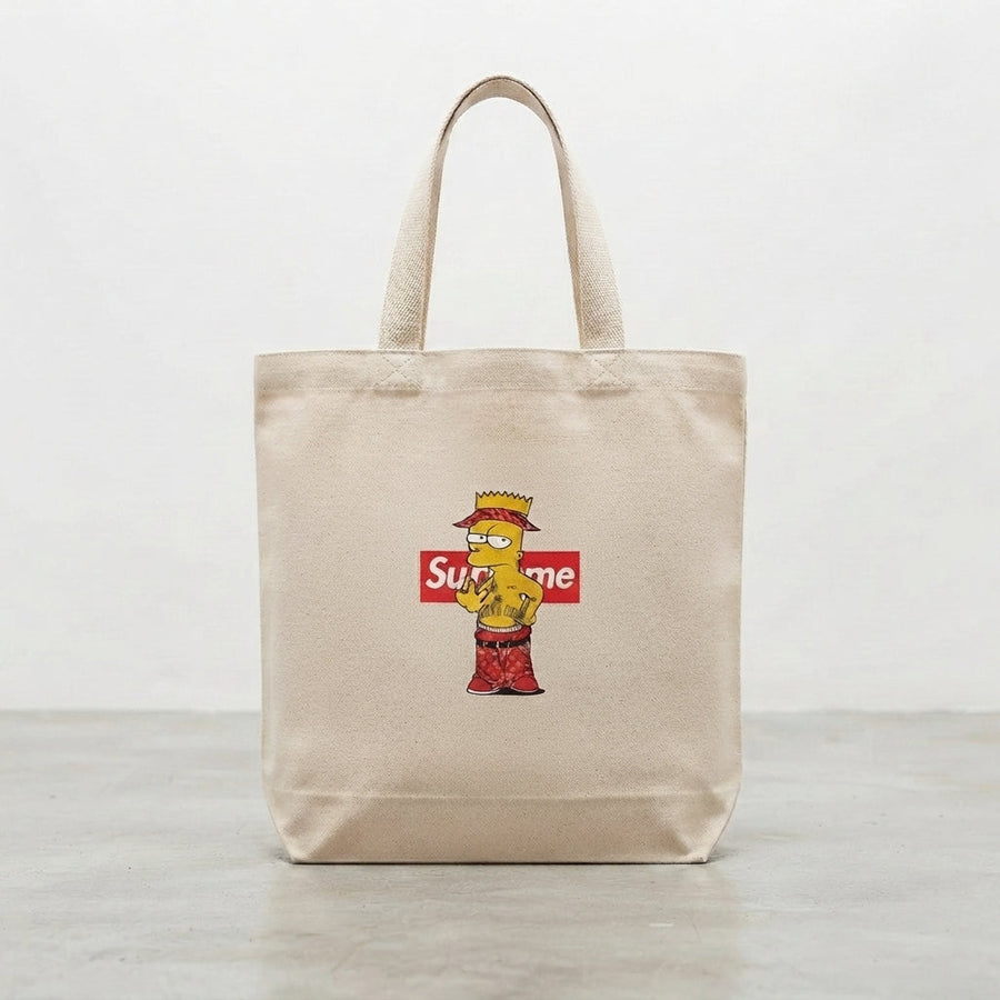 Bart Simpson Tupac Hip Hop Graphic Canvas Tote Bag – Streetwear Edition