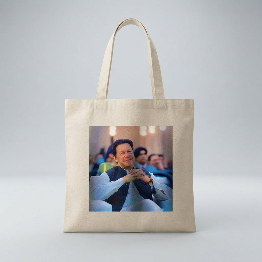 Imran Khan Portrait Printed Canvas Tote Bag – Eco-Friendly Cotton Shoulder Bag