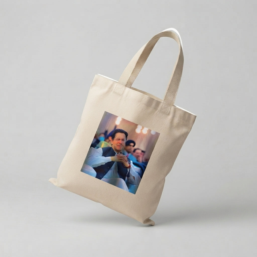 Imran Khan Portrait Printed Canvas Tote Bag – Eco-Friendly Cotton Shoulder Bag