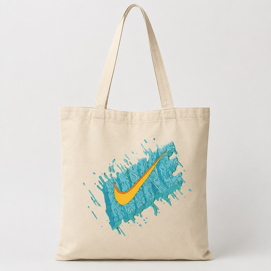 Abstract Aqua Swoosh Canvas Tote Bag
