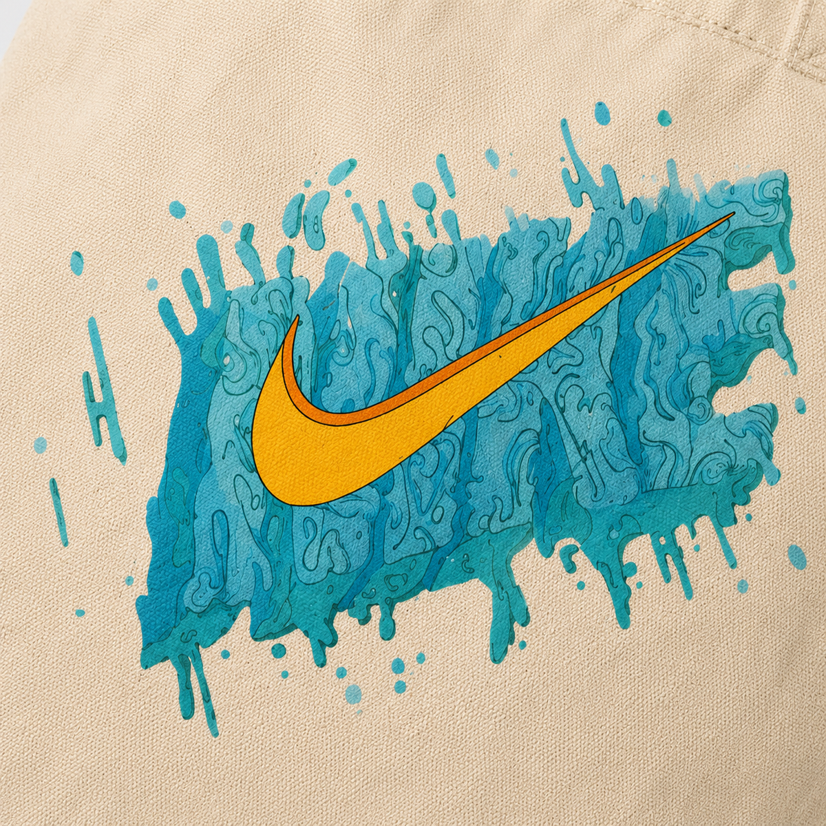 Abstract Aqua Swoosh Canvas Tote Bag