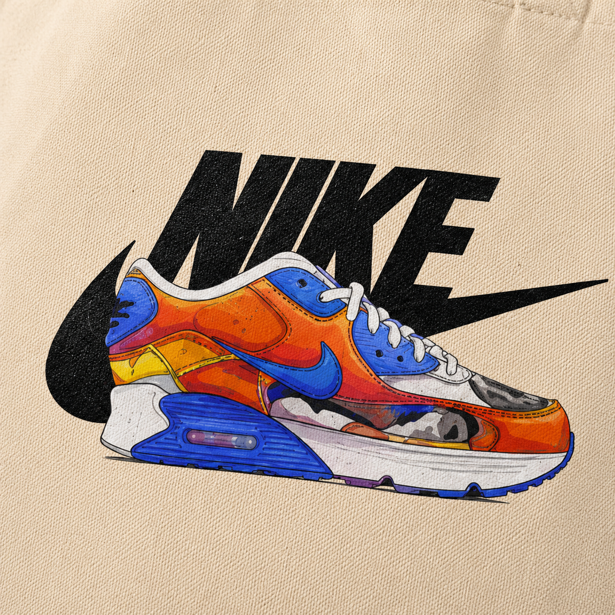 Retro Sneaker Art Canvas Tote Bag