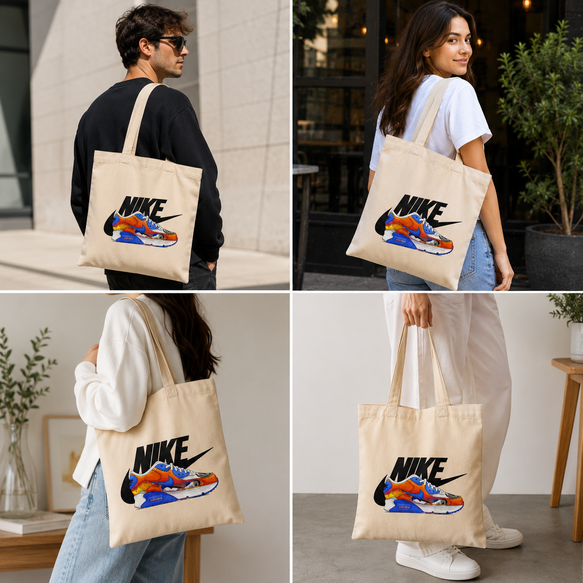 Retro Sneaker Art Canvas Tote Bag