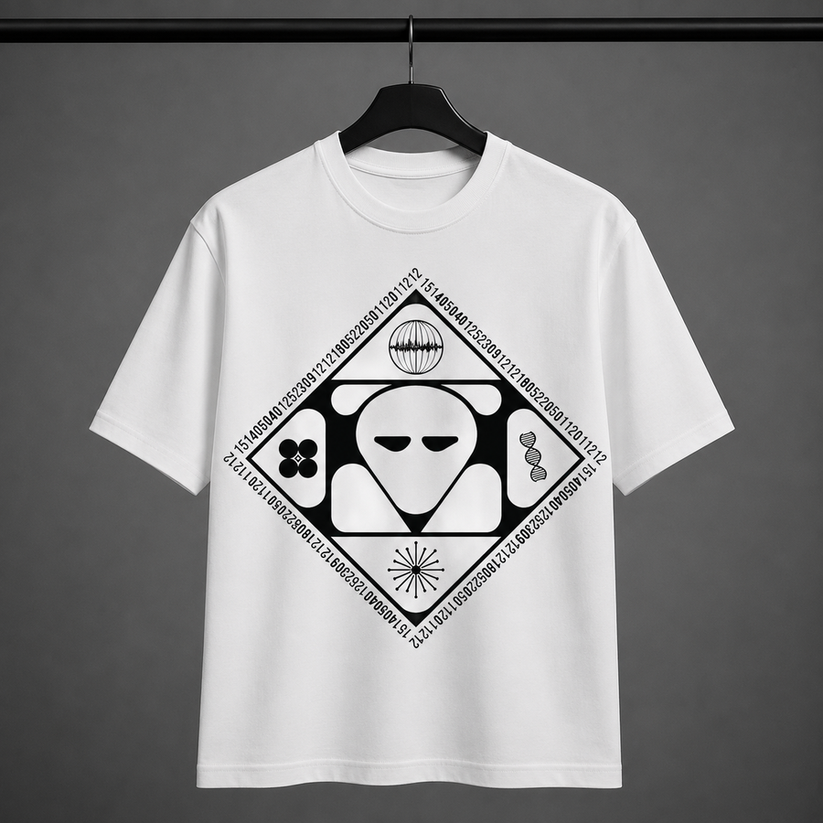 Cyberpunk Alien T-Shirt Futuristic Graphic Tee Sci-Fi Streetwear Men's Black White