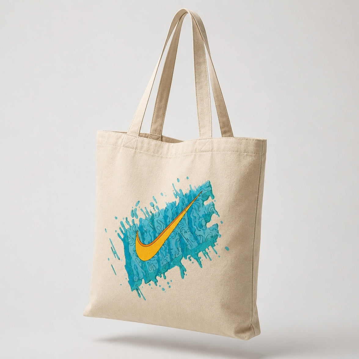 Abstract Aqua Swoosh Canvas Tote Bag