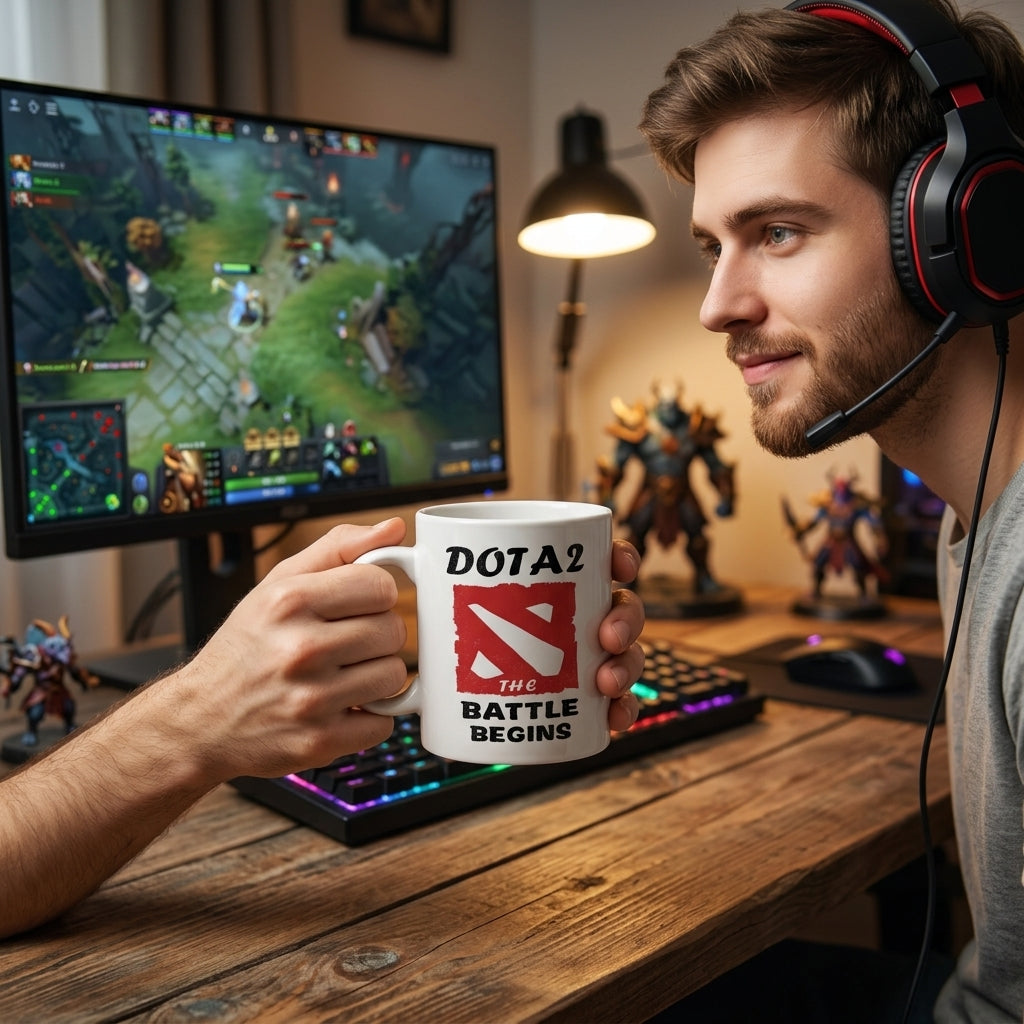 Dota 2 The Battle Begins Ceramic Coffee Mug 11oz Premium White Gaming Cup Gift for Gamers