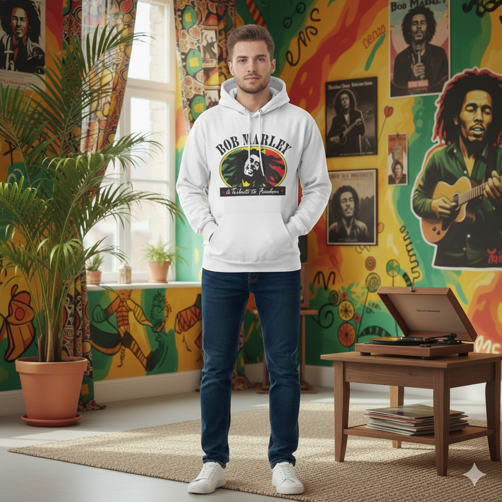 Bob Marley Reggae Legend White Hoodie