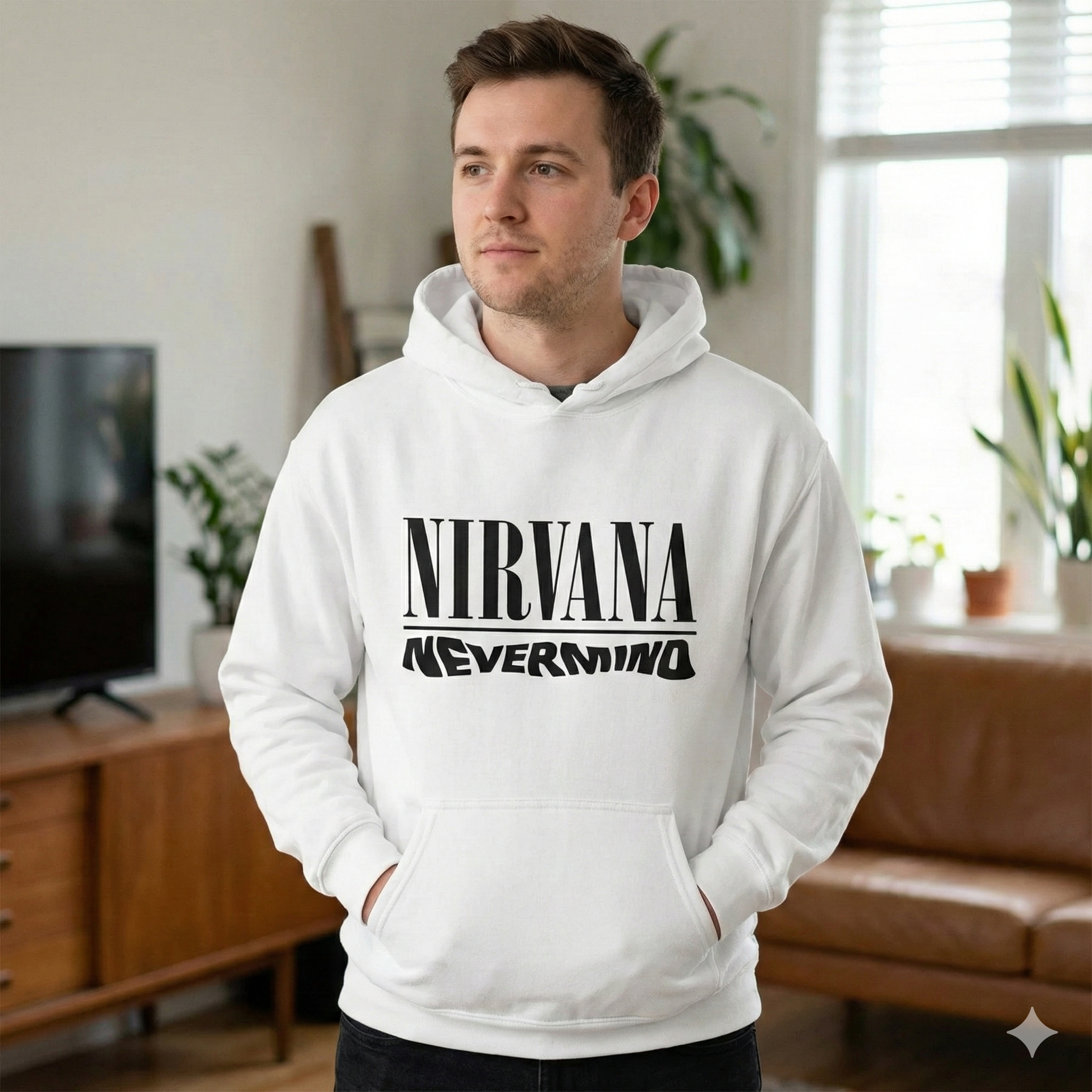 Nirvana Nevermind Album Cover White Hoodie