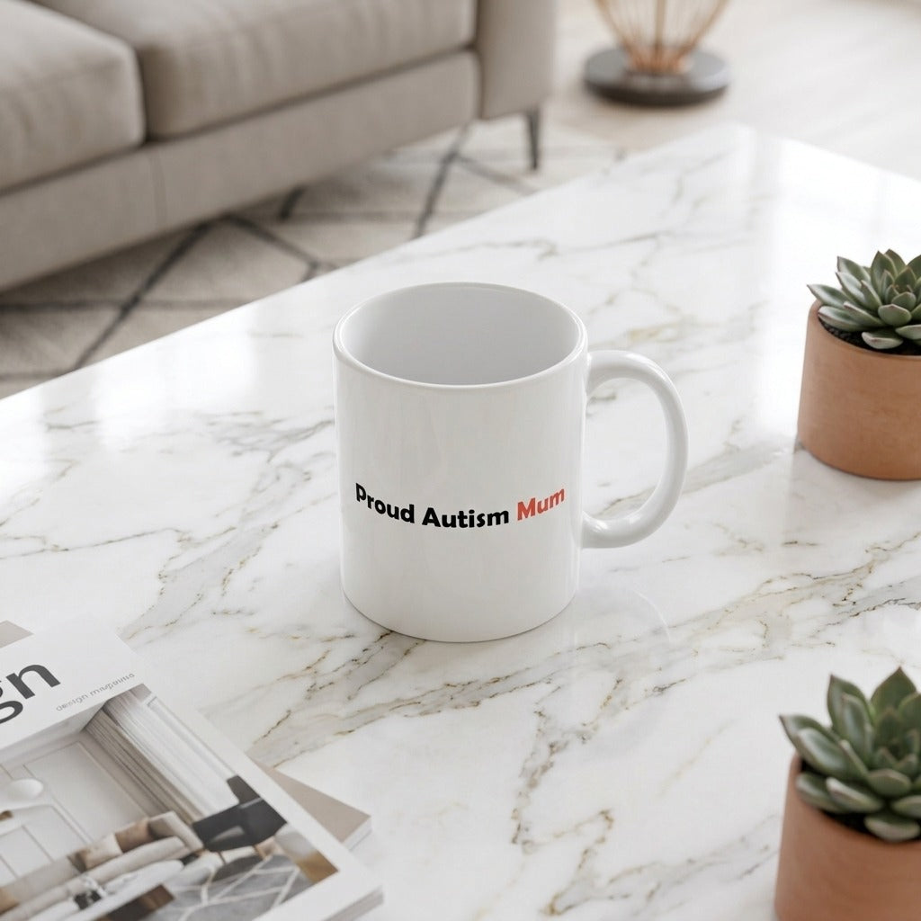 Proud Autism Mum Mug – Minimalist Ceramic Coffee Cup, Autism Awareness Gift for Moms