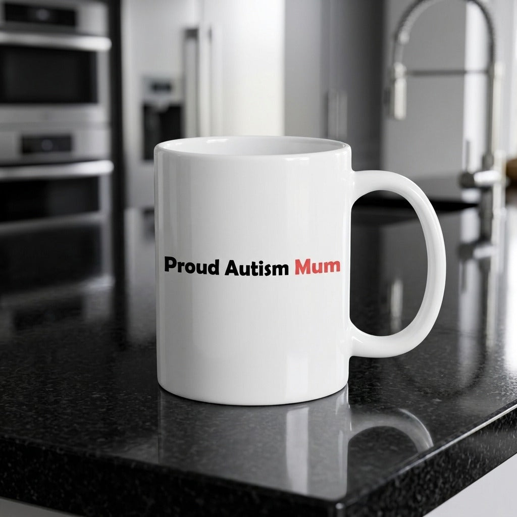 Proud Autism Mum Mug – Minimalist Ceramic Coffee Cup, Autism Awareness Gift for Moms