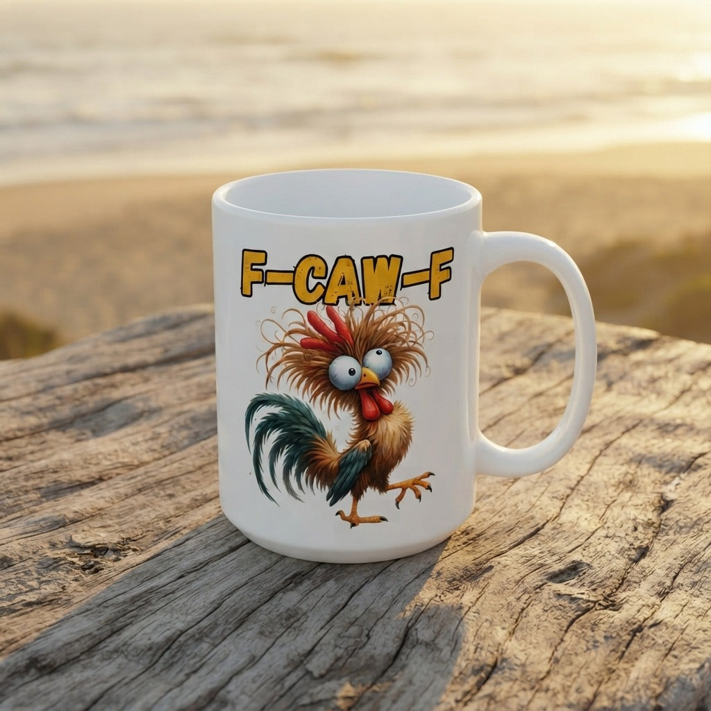 F-CAW-F Funny Rooster Coffee Mug – Cartoon Chicken Ceramic Mug, Funny Coffee Gift