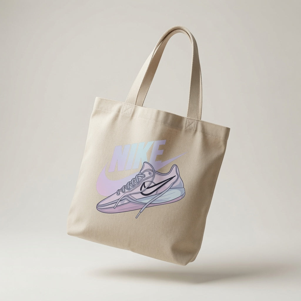 Pastel Sneaker Graphic Canvas Tote Bag - Aesthetic Streetwear Shoulder Bag