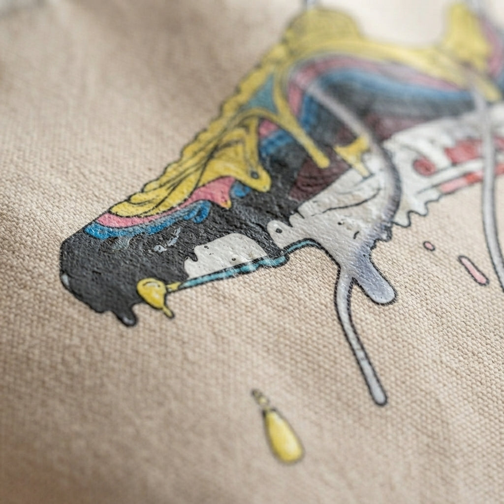 "Urban Drip" Colorful Dripping Sneaker Art Canvas Tote Bag