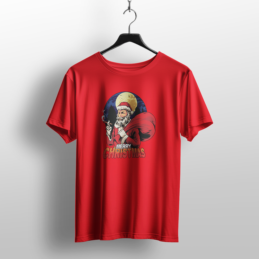 Stoned Santa Cigar Smoking Christmas T-Shirt