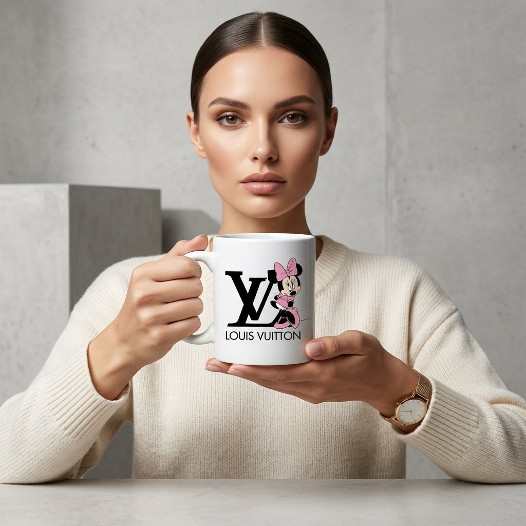 Cute Pink Minnie LV Vinyl Sticker – Waterproof Decal for Mugs, Laptops & Tumblers