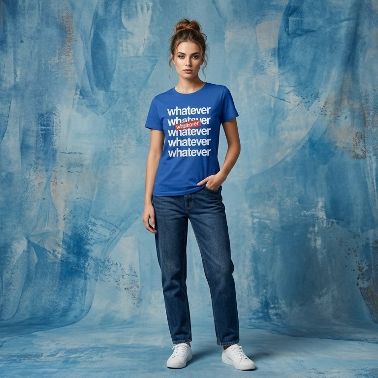 Minimalist Whatever Stacked Lettering Graphic T-Shirt - Premium Cotton Streetwear Tee in Black, Blue & White (XS to 4XL)